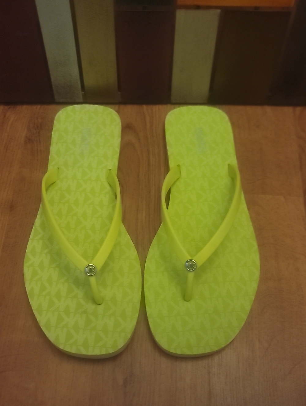 Neon Lime Green Michael Kors Women's Flip Flops - Casual Beach Sandals
